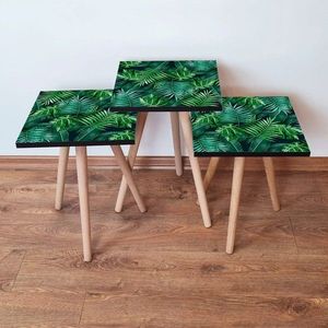 Set masute 3 piese, Leona, 3SHP202, Verde imagine