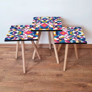 Set masute 3 piese, Leona, 3SHP215, Multicolor imagine