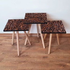 Set masute 3 piese, Leona, 3SHP226, Maro imagine