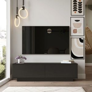 Comoda TV, Locelso, FN1, 140x38.2x35.5 cm, Negru imagine
