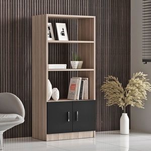 Corp biblioteca, Locelso, Vario D, 63.6x140x37.6 cm, Stejar / Negru imagine