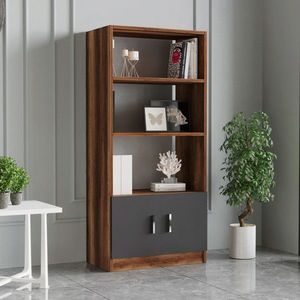 Corp biblioteca, Locelso, Vario D, 63.6x140x37.6 cm, Nuc / Antracit imagine