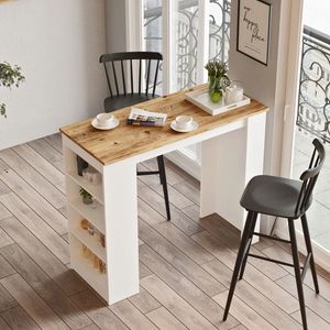 Masa de bar, Locelso, ST1, 120x101.8x51.6 cm, Pin Atlantic / Alb imagine
