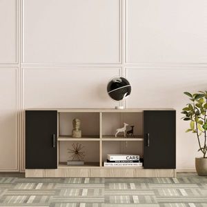 Dulap multifunctional, Locelso, Vario F, 139.8x61.8x46.3 cm, Stejar / Negru imagine
