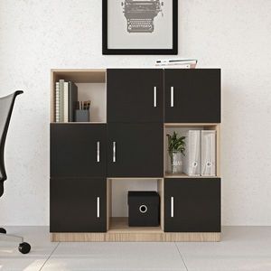 Dulap multifunctional, Locelso, VO7, 119.9x121.8x37.6 cm, Stejar / Negru imagine