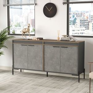 Dulap multifunctional, Locelso, VS5, 184x91.6x44.5 cm, Maro / Gri / Antracit imagine