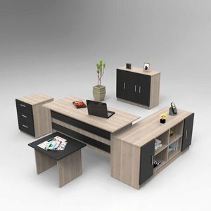 Set mobilier de birou, Locelso, VO16, Stejar / Negru imagine