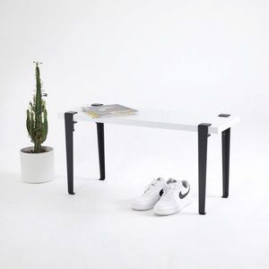 Banca, Logg, Khalkeus , 90x45x30 cm, Alb/Negru imagine