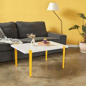 Masuta de cafea, Logg, Neda, 90x45x60 cm, Alb / Galben imagine