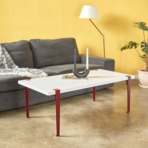 Masuta de cafea, Logg, Fonissa, 120x45x60 cm, Alb / Burgundia imagine
