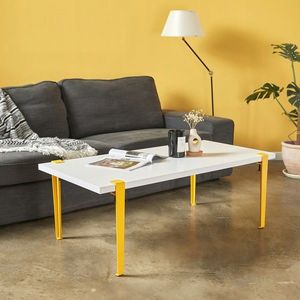 Masuta de cafea, Logg, Fonissa, 120x45x60 cm, Alb / Galben imagine