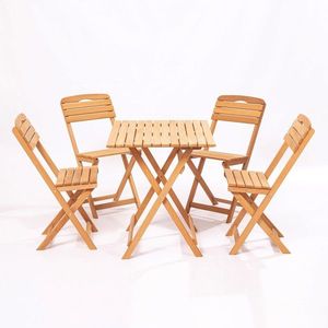 Set masa si scaune de gradina 5 piese, Meya Dekor, MY004, Maro imagine