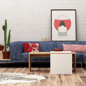 Masuta de cafea, Mod Design, Nuguso, 90x42x40 cm, Stejar / Alb imagine