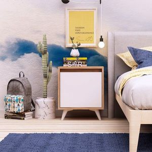 Noptiera, Mod Design, Yeppuga, 45x52x40 cm, Stejar / Alb imagine