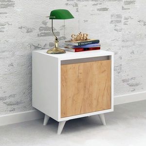 Noptiera, Mod Design, Piona, 45x52x40 cm, Stejar / Alb imagine