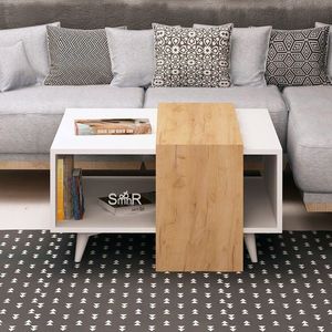 Masuta de cafea, Mod Design, Dowel, 80x40x80 cm, Stejar / Alb imagine