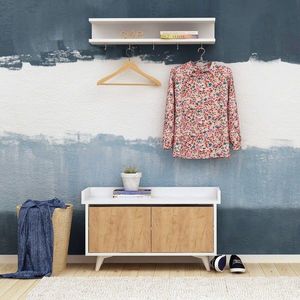 Cuier de perete, Mod Design, Stato, Stejar / Alb imagine