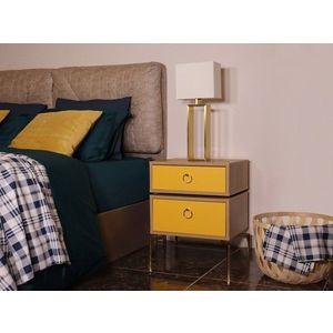 Noptiera, Mod Design, CARTER, 50x59x40 cm, Stejar / Galben imagine