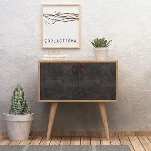Consola, Mod Design, Dencia, 80x80x80 cm, Stejar / Gri închis imagine