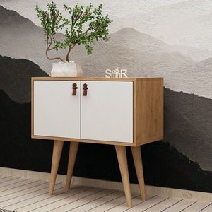 Consola, Mod Design, Rebecca, 80x80x40 cm, Stejar / Alb imagine