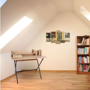 Birou, Mod Design, Lozan, 100x50x89 cm, Stejar / Negru imagine