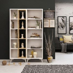 Corp biblioteca, Mod Design, Potenza, 50x162x25 cm, Stejar / Alb imagine