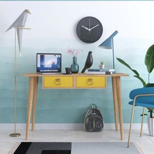 Birou, Mod Design, NEA, 120x74x60 cm, Stejar / Galben imagine