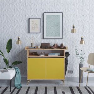 Pantofar, Mod Design, SOLEA, 100x102x35 cm, Stejar / Galben imagine