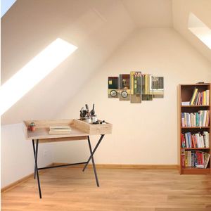 Birou, Mod Design, Roma, 100x50x89 cm, Stejar / Negru imagine