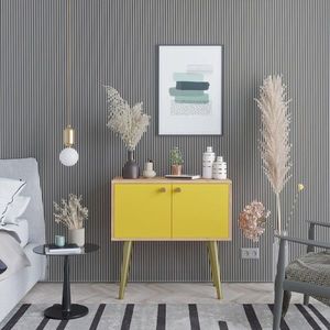 Consola, Mod Design, JOLA, 80x80x40 cm, Stejar / Galben imagine