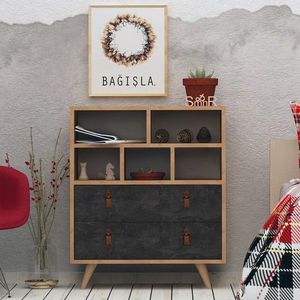 Dulap, Mod Design, Marco, 70x85.6x40 cm, Stejar / Gri închis imagine