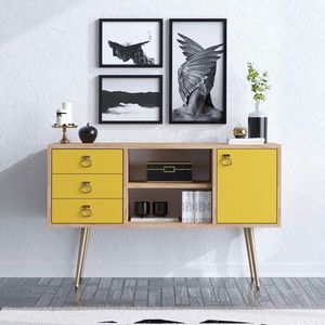 Bufet, Mod Design, KLEA , 120x40x80 cm, Stejar / Galben imagine