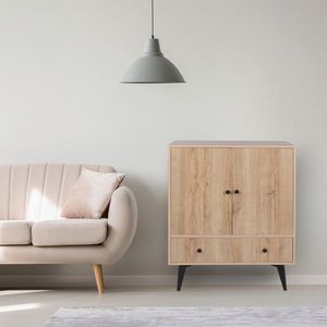 Dulap multifunctional, Mod Design, Bern, 90x35x113 cm, Stejar / Negru imagine