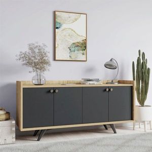 Consola, Mod Design, Piran, 150x75x40 cm, Antracit / Stejar imagine