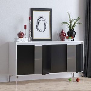 Consola, Mod Design, PEETA, 140x94x40 cm, Alb/Negru imagine