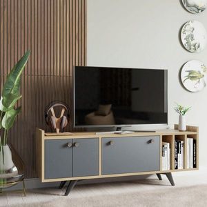 Comoda TV, Mod Design, Maribor, 150x40x62 cm, Antracit / Stejar imagine