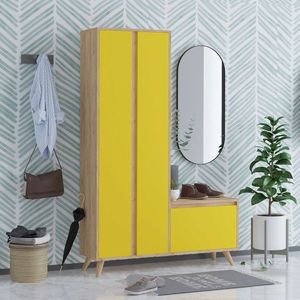 Cuier de perete, Mod Design, UTTA, 120x182x35 cm, Stejar / Galben imagine