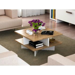 Masuta pentru living, Wooden Art, Hamton Walnut White, 60x60x31.2 cm imagine