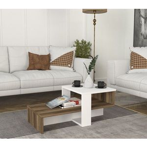 Masuta pentru living, Wooden Art, Chain White Walnut, 80x32.6x43.6 cm imagine