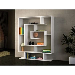 Biblioteca Wooden Art, Sarmasik White, 124.8x149.4x22 cm imagine