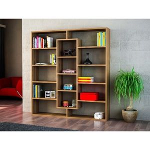 Biblioteca Wooden Art, Ample Walnut, 125x135.7x22 cm imagine