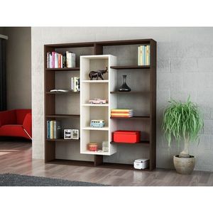 Biblioteca Wooden Art, Ample Wenge Birch, 125x135.7x22 cm imagine