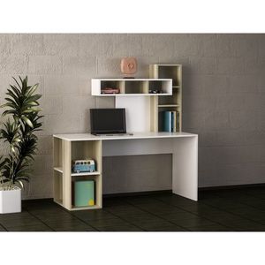 Birou Wooden Art, Coral White Cordoba, 140x153.8x60 cm imagine