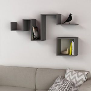 Set 2 rafturi pentru perete, Homitis, Follow - Anthracite imagine