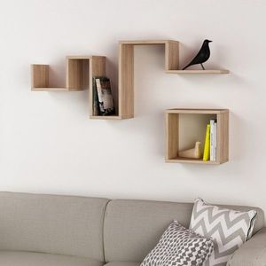 Set 2 rafturi pentru perete, Homitis, Follow - Oak imagine