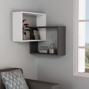 Raft pentru perete, Homitis, Ring - White, Anthracite, 68x68x60 cm imagine
