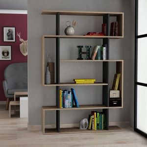 Biblioteca Mito, Homitis, 108.5x25.5x161 cm, maro/antracit imagine