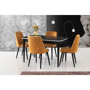 Masa, Nmobb , Vega, 130x75x80 cm, MDF , Alb/Negru imagine
