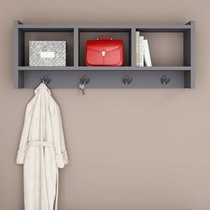 Cuier de perete, Olivia, Midnight, 75.6x35x22 cm, PAL, Antracit imagine