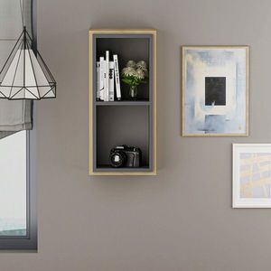 Raft de perete, Olivia, Zera, 35x72x19.6 cm, PAL, Stejar safir / Antracit imagine
